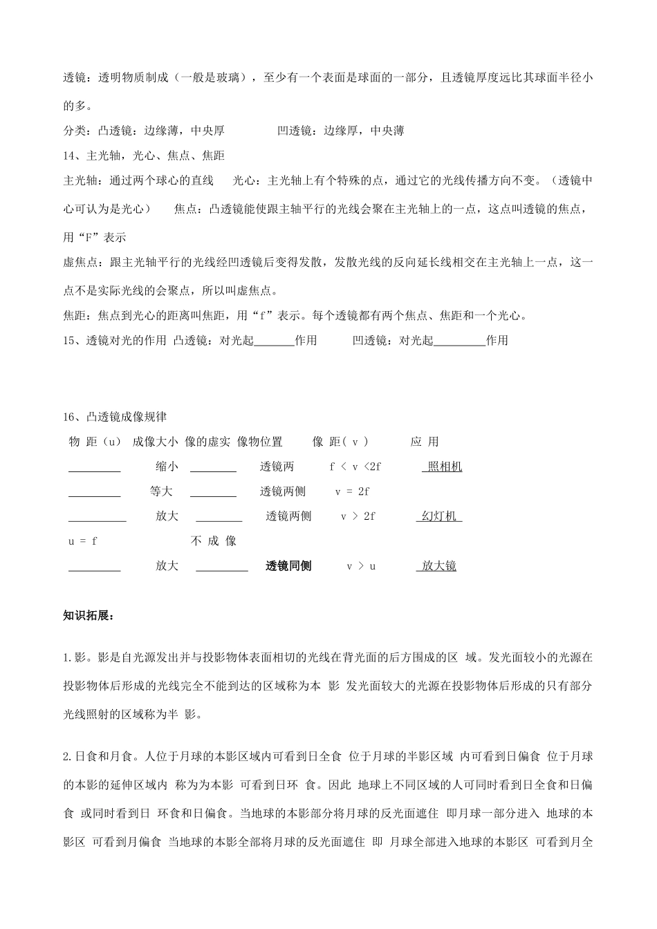 九年级物理(光学)知识点归纳 人教新课标版试卷_第2页
