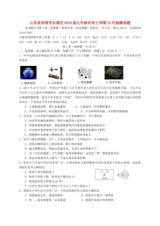 九年级化学上学期12月抽测试卷 新人教版试卷