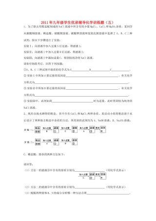 九年级化学学生优录辅导训练题(五)试卷