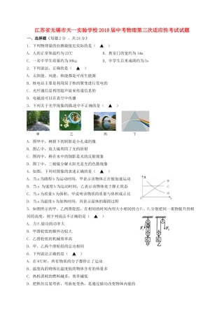 中考物理第三次适应性考试试卷