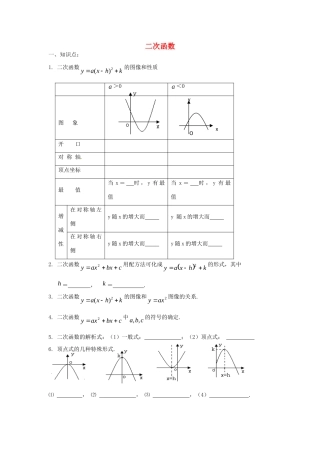 九年级数学下册 第五章 二次函数复习 (新版)苏科版试卷