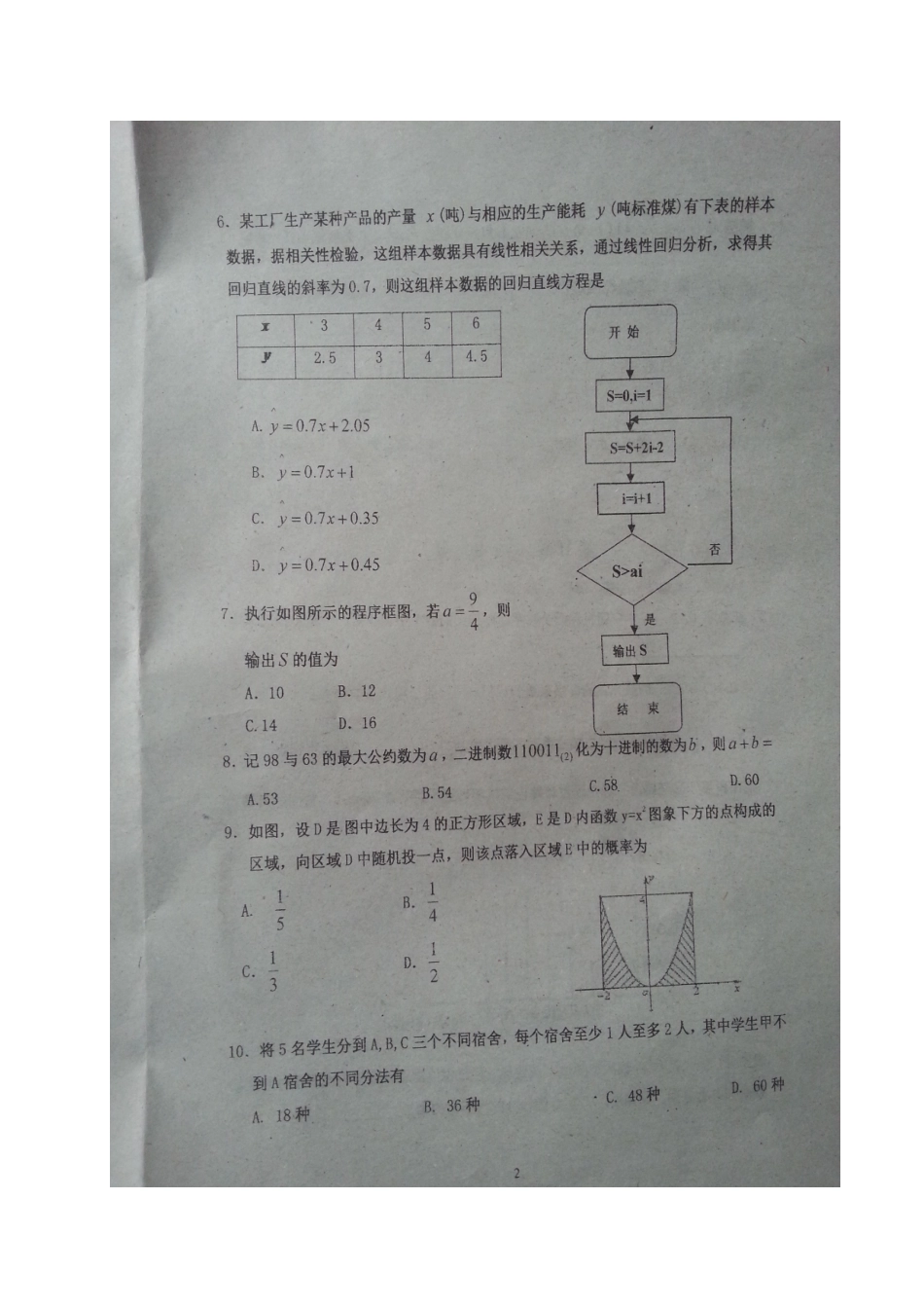 吉林省长春市 高二数学下学期期初联考试卷 理(扫描版，无答案)试卷_第2页