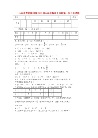 山东省费县梁邱镇九年级数学上学期第一次月考试卷 新人教版试卷