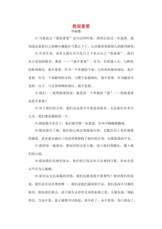 中考语文阅读题复习 我很重要试卷