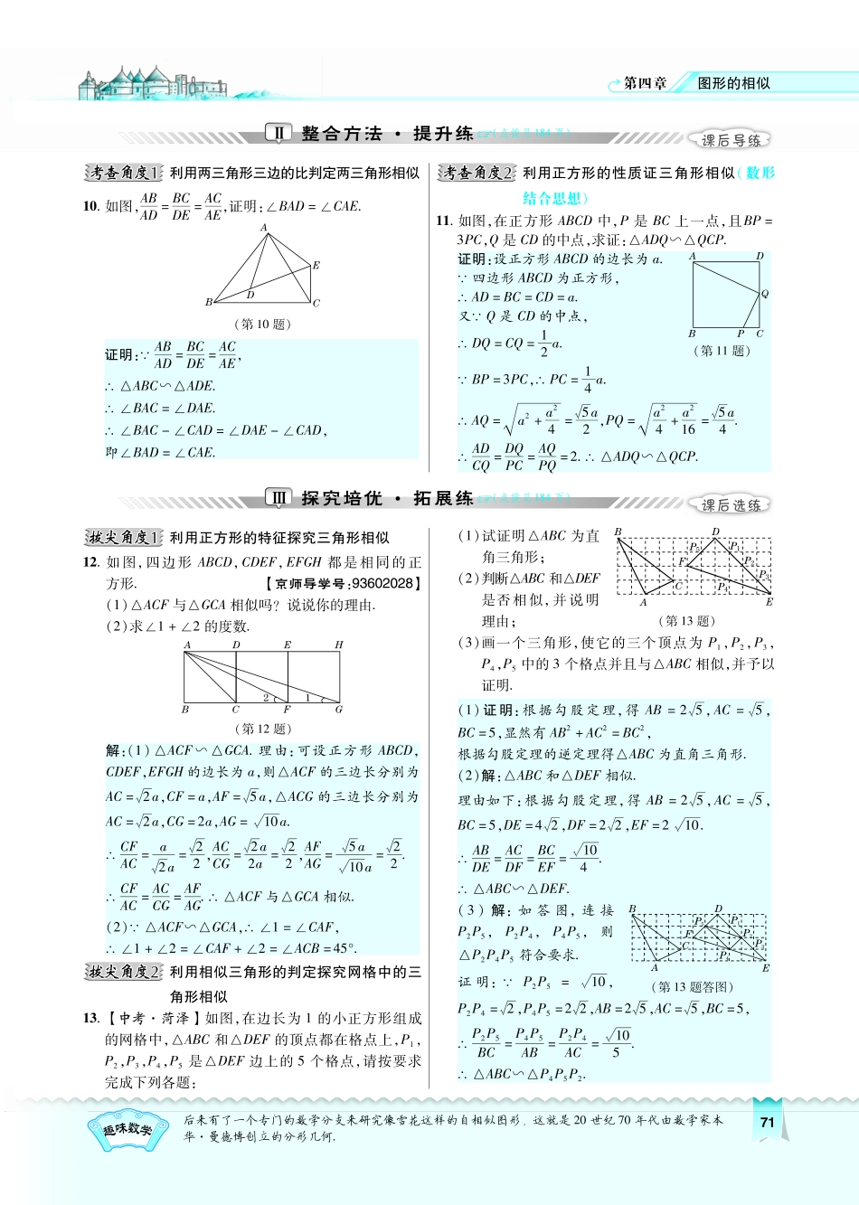 九年级数学上册 443 利用三边关系判定两三角形相似习题(pdf)(新版)北师大版试卷_第2页