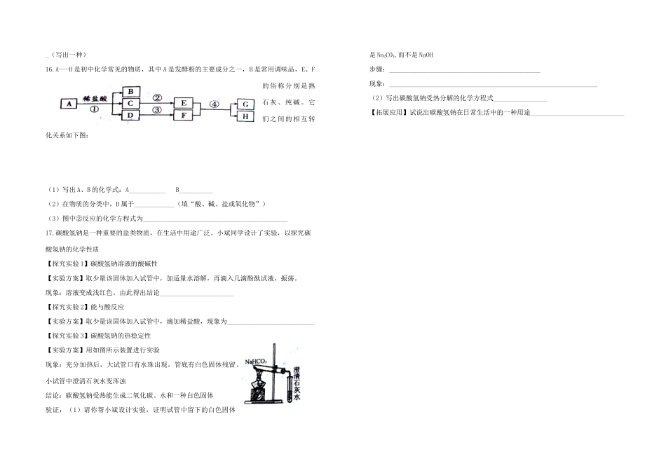 九年级化学下册 111 生活中常见的盐自习课作业 新人教版试卷_第2页