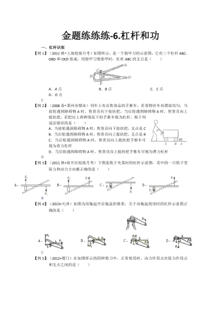 中考物理一轮复习 金题练练看6 杠杆和功(pdf)试卷