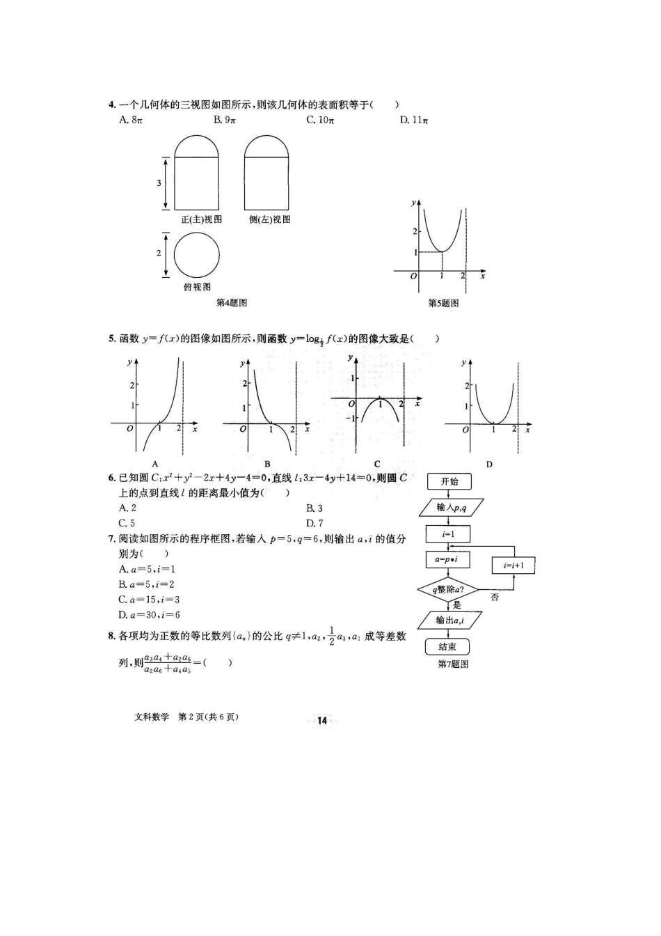 安徽省合肥一中高三数学冲刺高考最后一卷 文(扫描版)新人教A版试卷_第2页