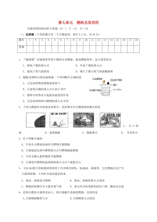 九年级化学上册 第七单元 燃料及其利用综合测试(新版)新人教版试卷