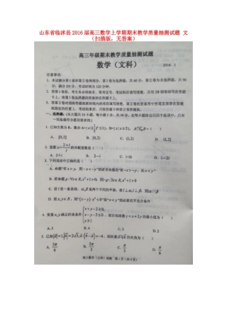 山东省临沭县高三数学上学期期末教学质量抽测试卷 文(扫描版，无答案)试卷