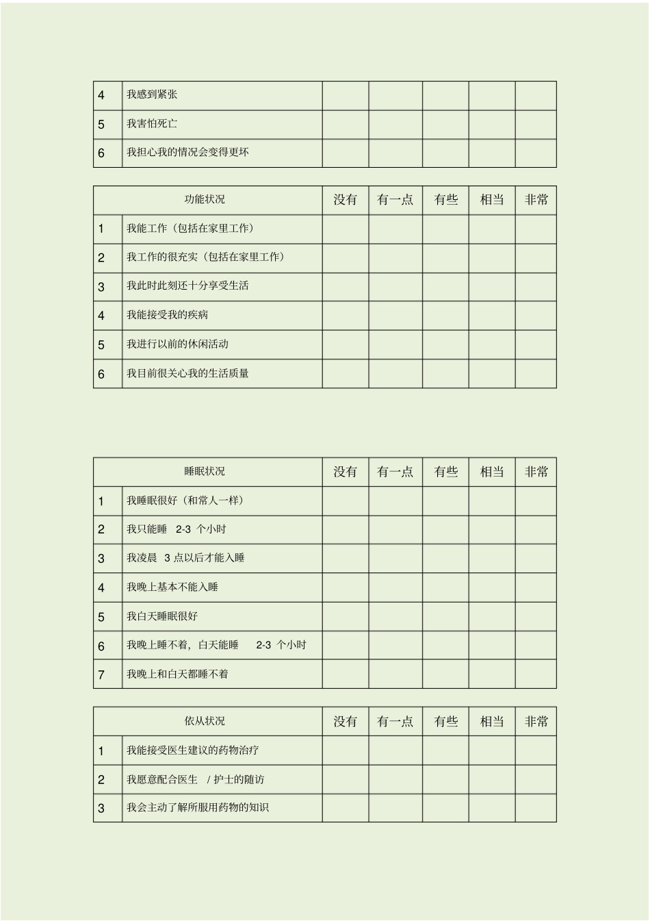 乳腺癌患者生存质量测定表_第2页