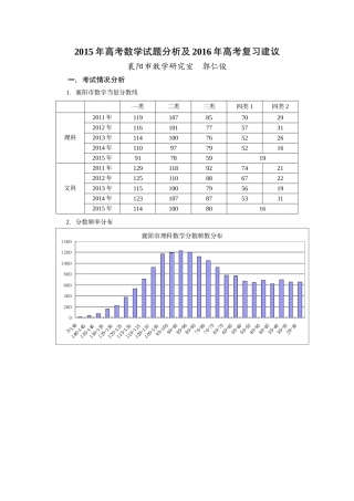 2015年高考数学试题分析及2016年高考复习建议