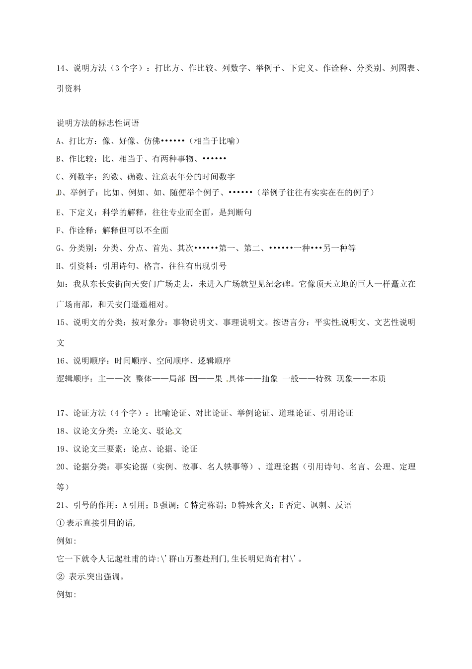 初中语文知识点梳理(无答案) 试题_第2页