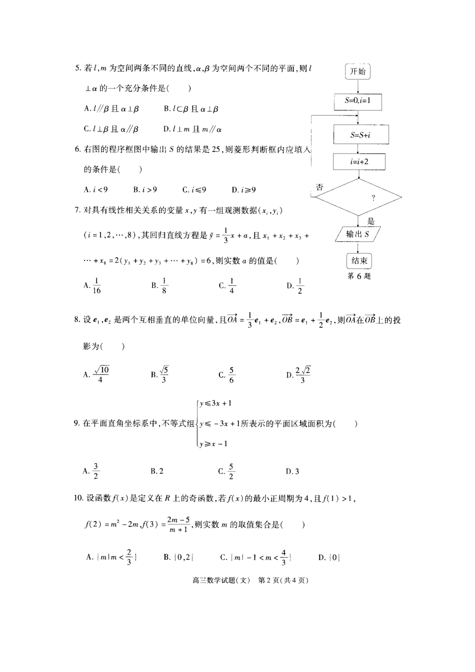 安徽省合肥市高三数学第三次模拟试卷 文(扫描版)新人教A版试卷_第2页