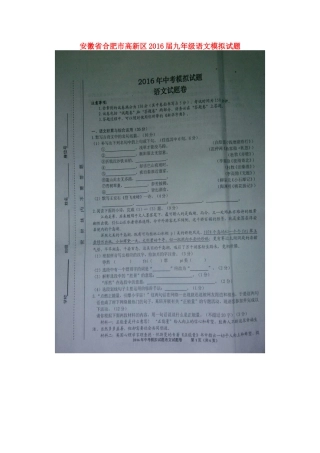 安徽省合肥市高新区中考语文模拟试卷试卷