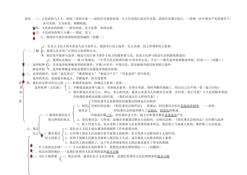 九年级政治 第四单元又到两会时知识结构 教科版试卷_第2页
