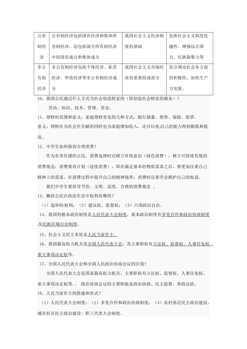 九年级政治 第一单元 感受时代脉动复习提纲 北师大版试卷_第2页