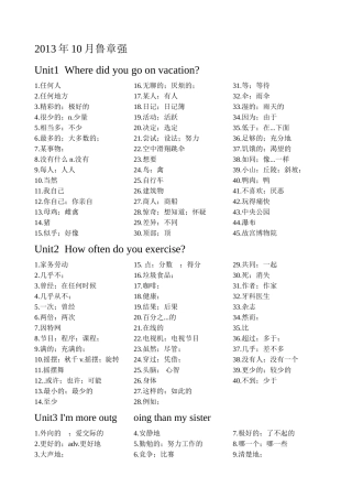 鲁哥八年级英语单词修改稿