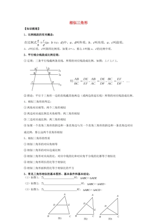初中数学奥赛专题复习 知识梳理+例题精讲 第十二讲 相似三角形(拔高篇，适合八年级使用，无答案) 试题