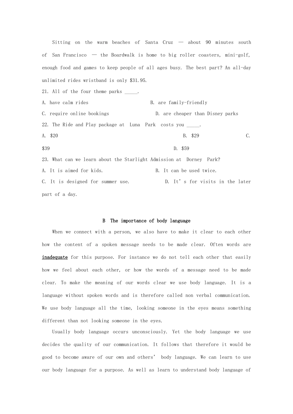 内蒙古北师大乌海附属学校高二英语上学期期中试题(无答案) 试题_第2页