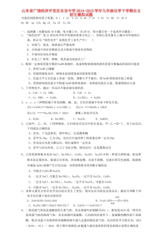 九年级化学下学期自主招生模拟试卷 新人教版五四制试卷