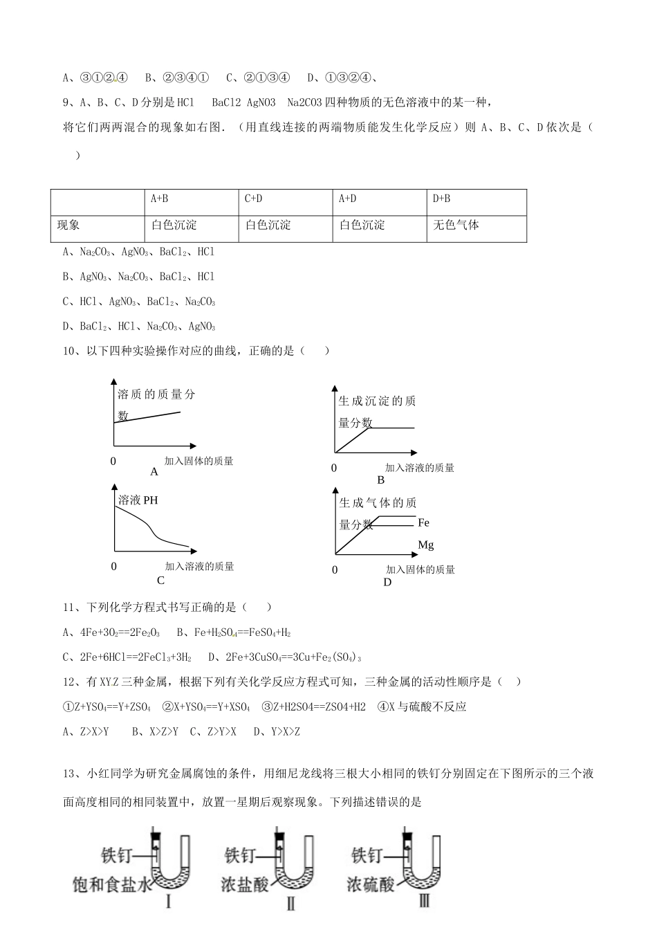 初中化学毕业班2月月考试题(无答案) 新人教版 试题_第2页