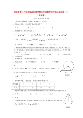 九年级数学限时强化测试卷(4)试卷
