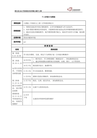 侯雪燕个人研修计划