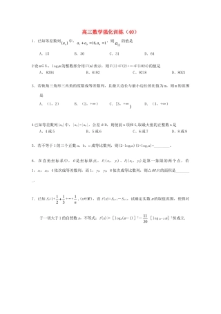 山东省高三数学强化训练(40) 新人教B版试卷