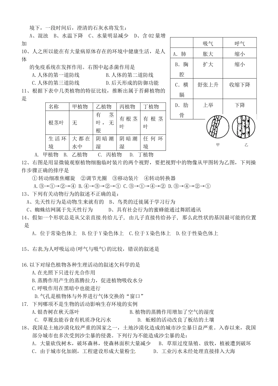 中考生物模拟试卷(二)(教研室) 新人教版试卷_第2页