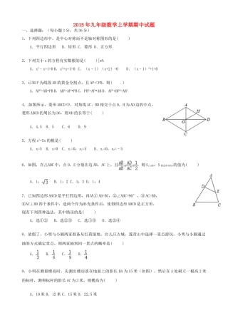 九年级数学上期中试卷 北师大版试卷