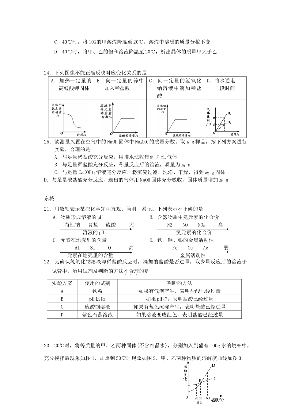 北京中考化学二模分类汇编 选择题 试题_第3页