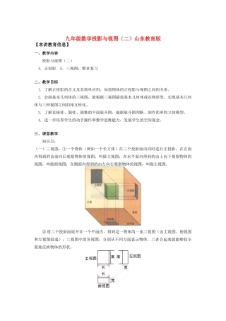 九年级数学投影与视图(二)山东教育版知识精讲试卷