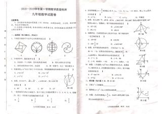 九年级数学上学期期末试卷(pdf)试卷