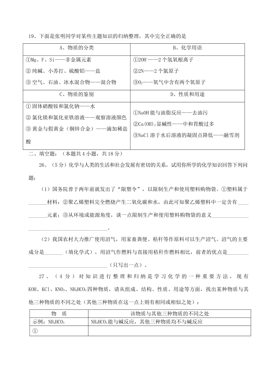 九年级化学测试卷(十一) 新人教版试卷_第2页