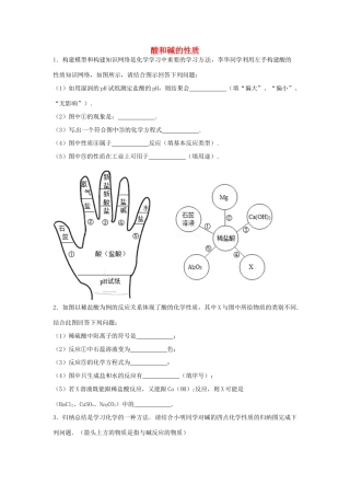 九年级化学全册 第二单元 常见的酸和碱 酸和碱的性质(1)复习同步测试 鲁教版五四制试卷