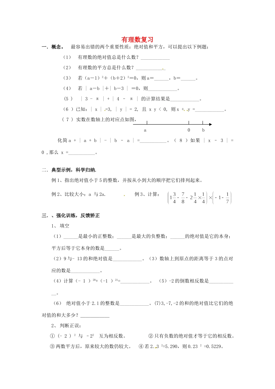 初中七年级数学 29有理数的运算综合复习人教新课标版 试题_第1页