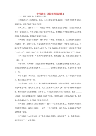 中考语文 记叙文阅读训练1试卷