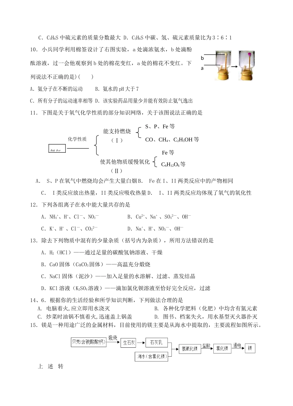 九年级化学下学期竞赛选拔赛试卷 新人教版试卷_第2页