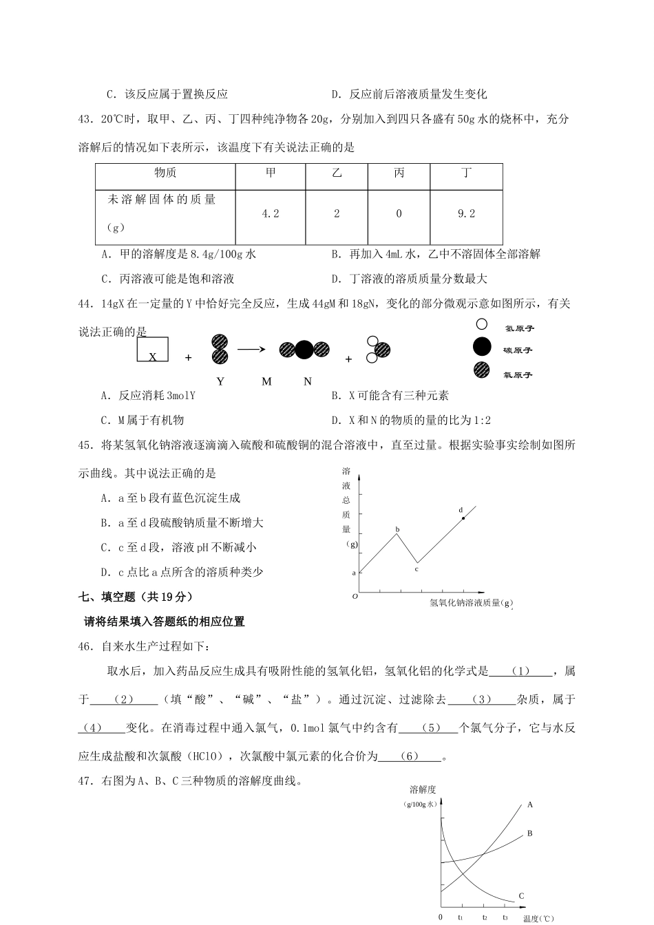 九年级化学学业模拟(二模)考试试卷_第3页