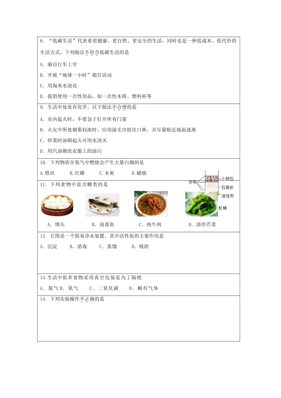 九年级化学第二次综合检测试卷_第2页