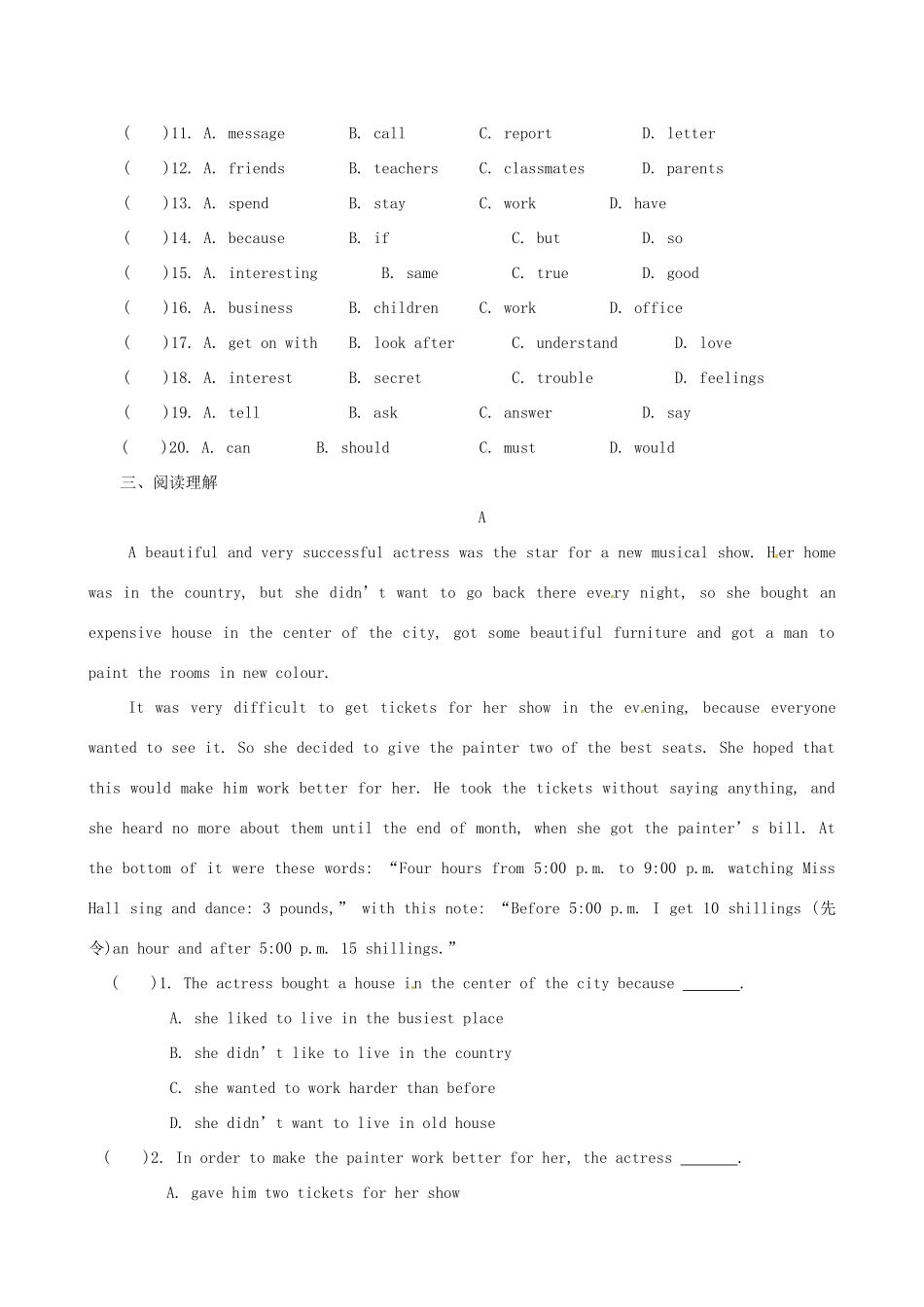 山东省高密市八年级英语(M6)单元测试卷一 人教新目标版试卷_第3页