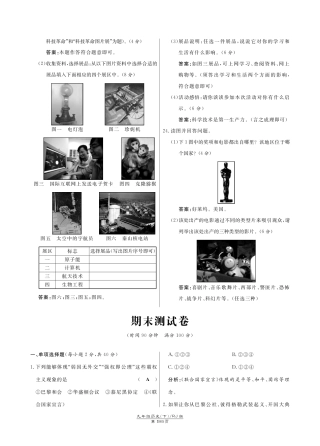 九年级历史下册 期末测试卷(pdf) 新人教版试卷