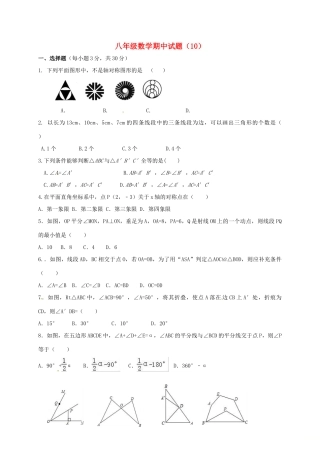山东省济宁市邹城市 八年级数学上学期期中复习试卷(10) 新人教版试卷