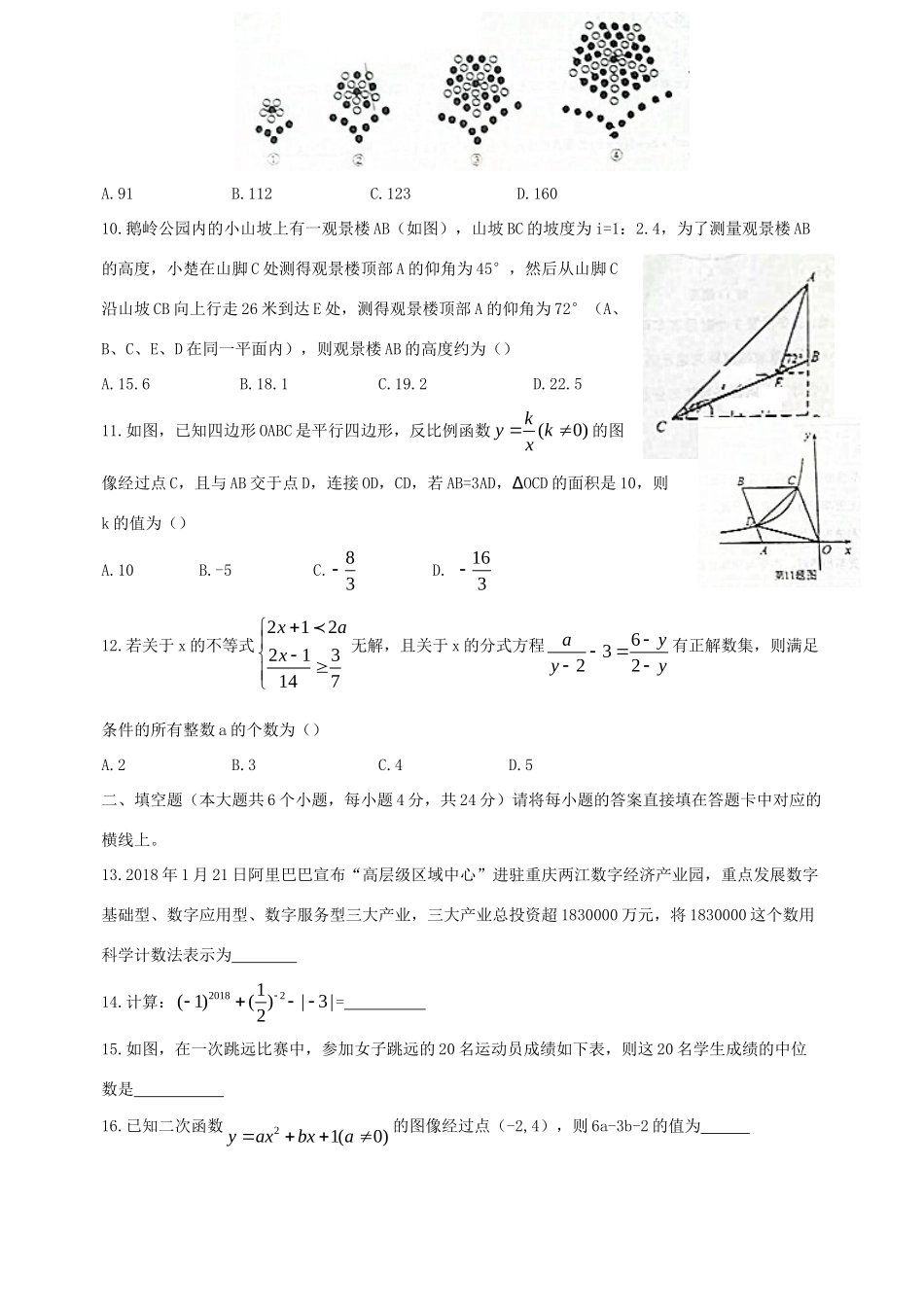 九年级数学下学期半期考试试卷试卷_第2页