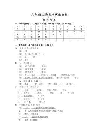 安徽省合肥市长丰县八年级生物下学期期末试卷答案 新人教版 安徽省合肥市长丰县八年级生物下学期期末试卷(pdf) 新人教版 安徽省合肥市长丰县八年级生物下学期期末试卷(pdf) 新人教版