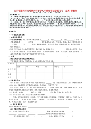九年级化学全册复习七  金属 鲁教版试卷