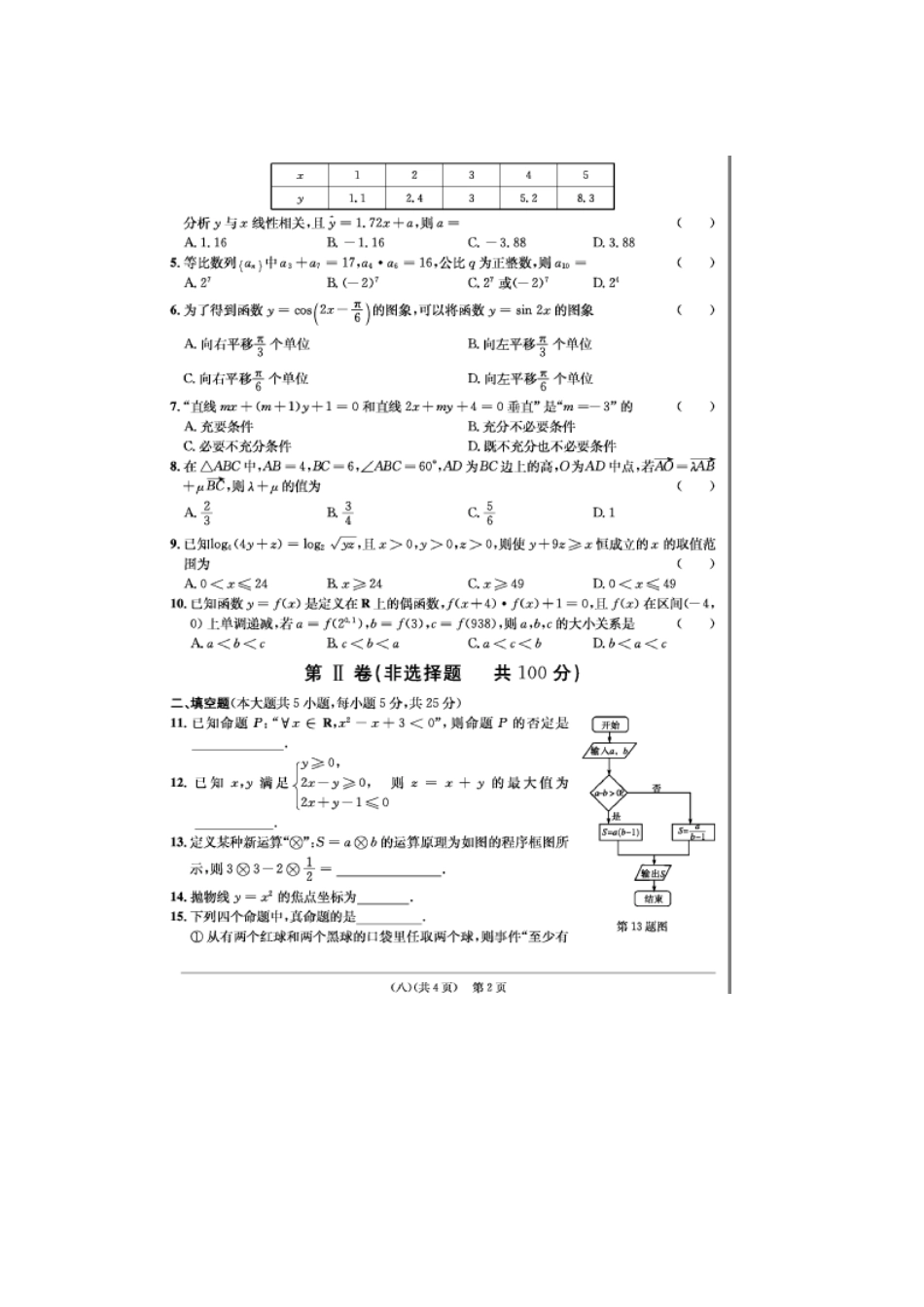 安徽省江南十套高考数学仿真试卷(八)(扫描版)文试卷_第2页