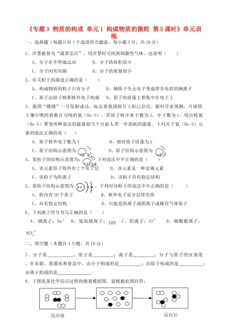 九年级化学上册(专题3 物质的构成 单元1 构成物质的微粒 第5课时)单元训练(新版)湘教版试卷