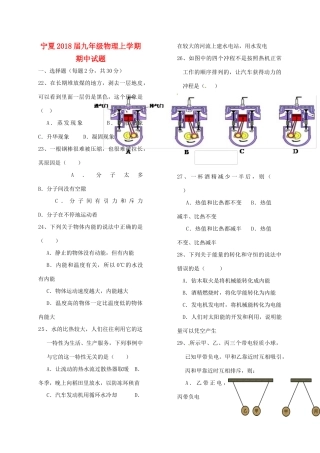 宁夏届九年级物理上学期期中试卷